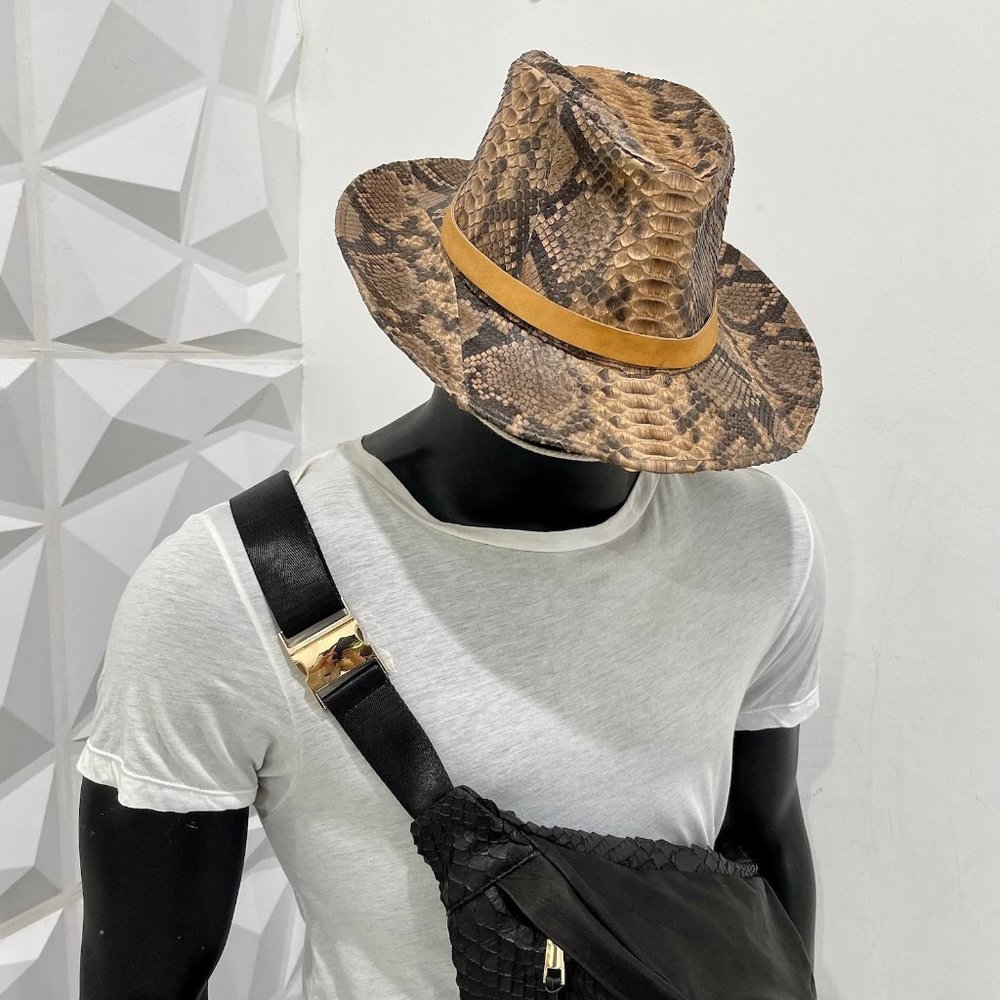 King Python Leather Hat - image 5